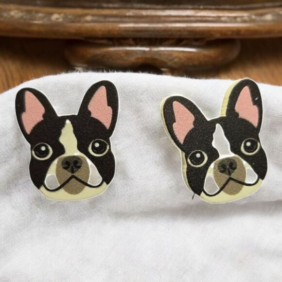 🐶 Frenchie French Bulldog Earrings Dog Mom Pierced Ears Pet Owner Studs Jewelry - Picture 8 of 10